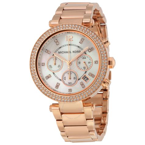 michael kors gold and rose gold watch|michael kors parker chronograph watch.